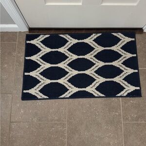 Navy and White Geometric Door Mat